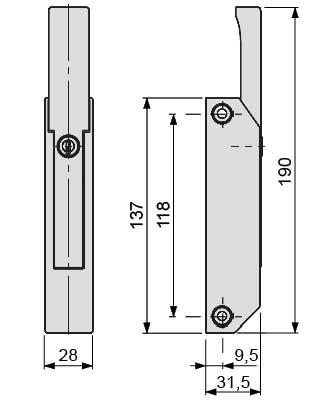 Lukkemekanisme med håndtag Zink trykstøbning L 137mm BA 118mm kan lukkes Køleenheder