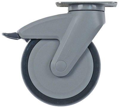 Styrerulle Pladefastgørelse LA 75x50mm H 161mm med komplet låseanordning ø 125mm Hjulbredde 32mm