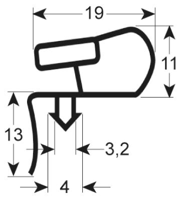 Pakninger til køl Profil 9952 B 560mm L 730mm Stikmål