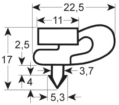 Pakninger til køl Profil 9161 B 565mm L 1290mm Stikmål hvid