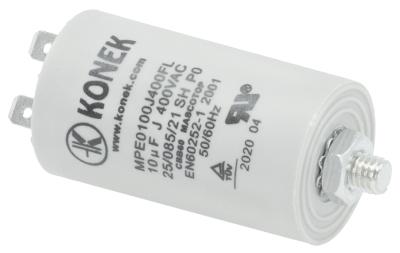 Driftskondensator 400V Plastik M8 Tilslutning Fladstik 6,3 mm ø 355mm L 59mm