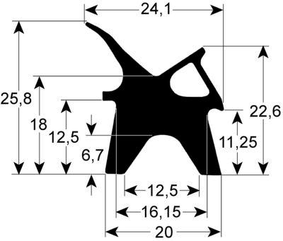 Lågepakning Profil 2410 B 345mm L 560mm VPE 1 Udvendige mål