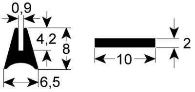Rudepakning Profil 1887/1515 B  -mm L 2200mm Sæt 2-delt IP  - VPE  - passer til LAINOX