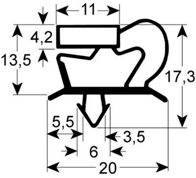 Pakninger til køl Profil 9048 B 180mm L 415mm Stikmål