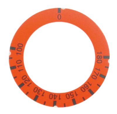 Knapsymbol Termostat T.maks. 180°C 100-180°C ID ø 455mm rød UD ø 63mm Drejevinkel 270°