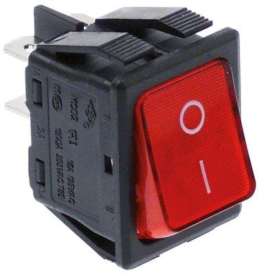 Panel kontakt on/off - kip rød med lys 30x22 mm