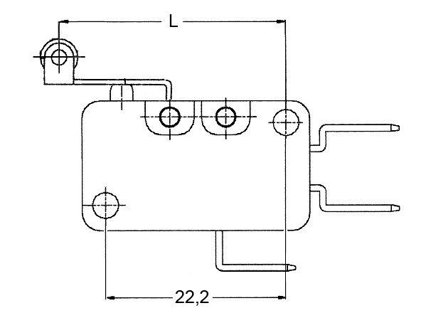 Mikrokontakt rullegrebsbetjent 250V 16A 1CO Tilslutning Fladstik 6,3 mm sort med rullearm