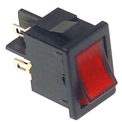 rocker switch mounting measurements 19x13mm red2NO 250V 10A illuminated