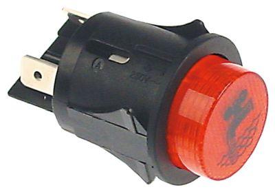 push switch mounting ø 25mm red 2NO 250V 16Ailluminated water connection male faston 6.3mm