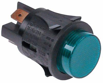 momentary push switch mounting ø 25mm green 2NO250V 16A illuminated connection male faston 6.3mm