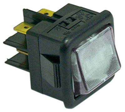 rocker switch mounting measurements 27.8x25mmclear 2CO 250V 16A illuminated