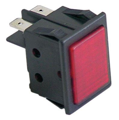 Signallampe Indbygningsmål 30x22mm 230V rød Tilslutning Fladstik 6,3 mm Temp.best. 125°C