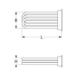 heating element 4500W 380V heating circuits 3L 435mm W 74mm flange length 105mm