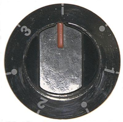 Knap Kontakt 7-takt ø 64mm Akse ø 6x4,6mm Udglatning nede passer til MALAG sort