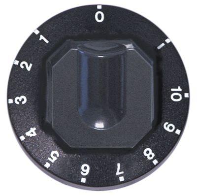 knob energyregulator 1-10 + MAX ø 70mmshaft ø 6x4.6mm shaft flat upper black