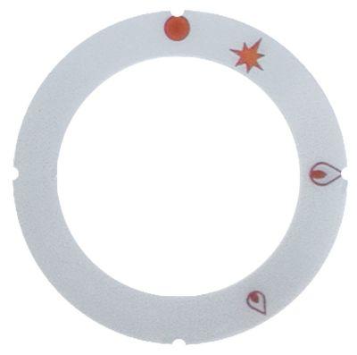 Knapsymbol Gashane med tændflamme  -°C ID ø 455mm sølv/rød UD ø 63mm PEL21
