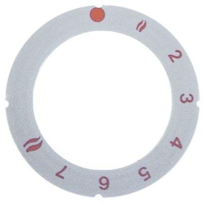Knapsymbol Gastermostat 1-8  -°C ID ø 455mm sølv/rød UD ø 63mm SABAF