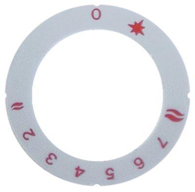 Knapsymbol Gastermostat 1-8  -°C ID ø 455mm sølv/rød UD ø 63mm PEL