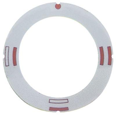 Knapsymbol Bageovn OH/UH/OH+UH  -°C ID ø 455mm sølv/rød UD ø 63mm Drejeretning venstre