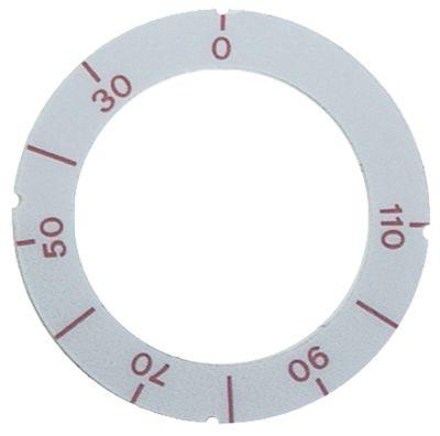 Knapsymbol Termostat T.maks. 110°C 30-110°C ID ø 455mm sølv/rød UD ø 63mm Drejevinkel 270é