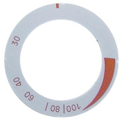 Knapsymbol Termostat T.maks. 110°C ID ø 455mm sølv/rød UD ø 63mm