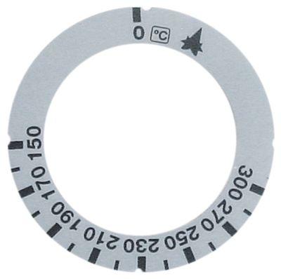 Knapsymbol Gastermostat T.maks. 300°C 150-300°C ID ø 455mm sølv UD ø 63mm