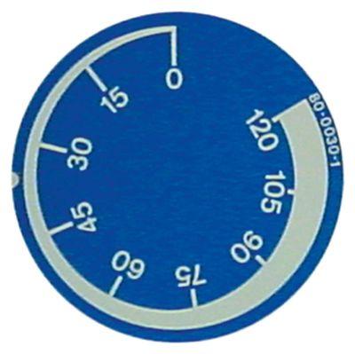 Knapsymbol Tid 120min blå UD ø 45mm