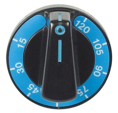 Knap Tid 120min ø 60mm Akse ø 6x4,6mm Udglatning oppe passer til HAKA blå/sort