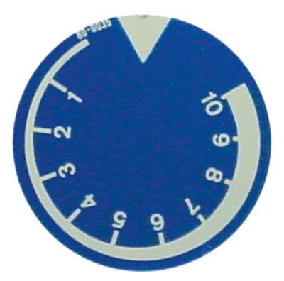 Knapsymbol Termostat 1-10 blå UD ø 45mm Drejevinkel 310°