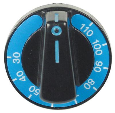 Knap Termostat T.maks. 110°C ø 60mm Akse ø 6x4,6mm Udglatning oppe passer til HAKA sort