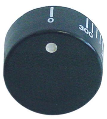Knap Termostat T.maks. 300°C ø 40mm Akse ø 6x4,6mm Udglatning højre sort Arbejdsområde 50-300