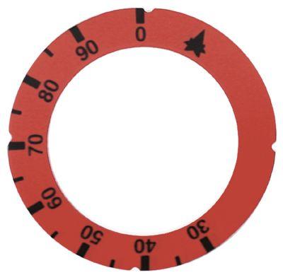 Knapsymbol Gastermostat T.maks. 90°C ID ø 455mm rød UD ø 63mm