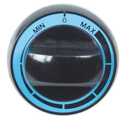 Knap Trinløs min./maks. ø 72mm Akse ø 6x4,6mm Udglatning oppe sort