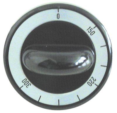 Knap Gastermostat T.maks. 300°C ø 62mm Akse ø 8x6,5mm Udglatning oppe sort