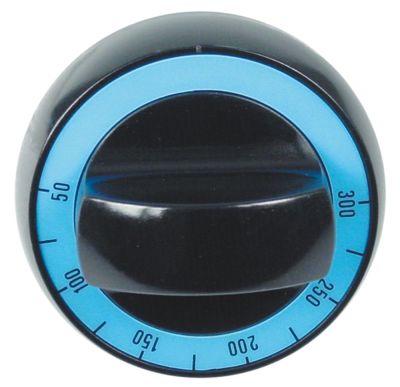 Knap Termostat T.maks. 300°C 50-300°C ø 72mm Akse ø 6x4,6mm Udglatning oppe sort