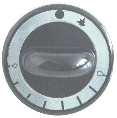 Knap Gastermostat ø 62mm Akse ø 8x6,5mm Udglatning oppe sort