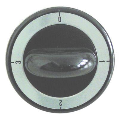 Knap Kontakt 4-takt ø 62mm Akse ø 6x4,6mm Udglatning oppe sort