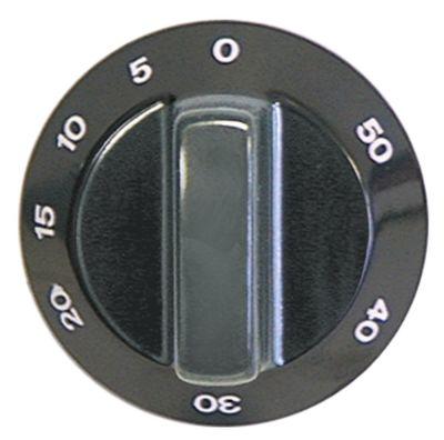 Knap Tid 50min ø 60mm Akse ø 6x4,6mm Udglatning venstre sort