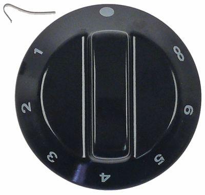 Knap Energiregulering 1-6 MAKS. ø 60mm Akse ø 6x4,6mm Udglatning højre sort