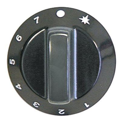 Knap Gastermostat 1-7 ø 60mm Akse ø 8x6,5mm Udglatning nede sort Arbejdsområde  -°C