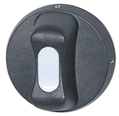 Knap Kontakt 0-1-0-1 ø 65mm Akse ø 6x4,6mm Udglatning nede sort