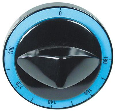 Knap Termostat T.maks. 180°C ø 82mm Akse ø 6x4,6mm Udglatning oppe sort Arbejdsområde 100-180