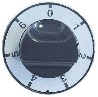 Knap Kontakt 7-takt ø 65mm Akse ø 6x4,6mm Udglatning oppe sort