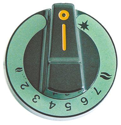 Knap Gastermostat 1-8 ø 75mm Akse ø 10x8mm Udglatning oppe sort