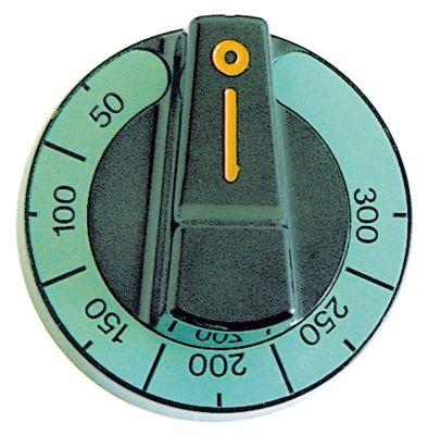 Knap Termostat T.maks. 300°C 50-300°C ø 75mm Akse ø 6x4,6mm Udglatning oppe sort