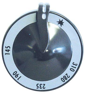 Knap Gastermostat T.maks. 310°C 145-310°C ø 75mm Akse ø 10x8mm Udglatning nede sort