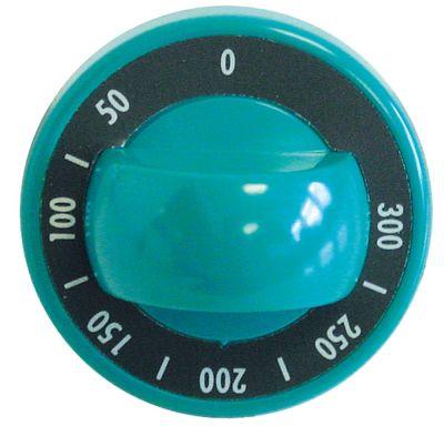 Knap Termostat T.maks. 300°C ø 70mm Akse ø 6x4,6mm Udglatning oppe grøn Arbejdsområde 50-300
