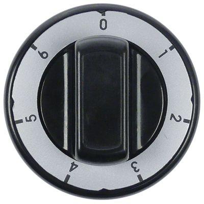 Knap Kontakt 7-takt ø 70mm Akse ø 6x4,6mm Udglatning universel sort/sølv