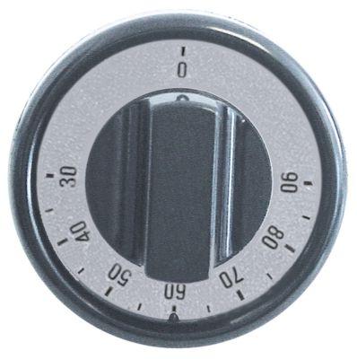 knob thermostat t.max. 90°C ø 76mm shaft ø 6x4.6mmshaft flat upper black temperature range 30-90°C