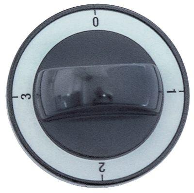 Knap Kontakt 4-takt ø 60mm Akse ø 6x4,6mm Udglatning oppe sort